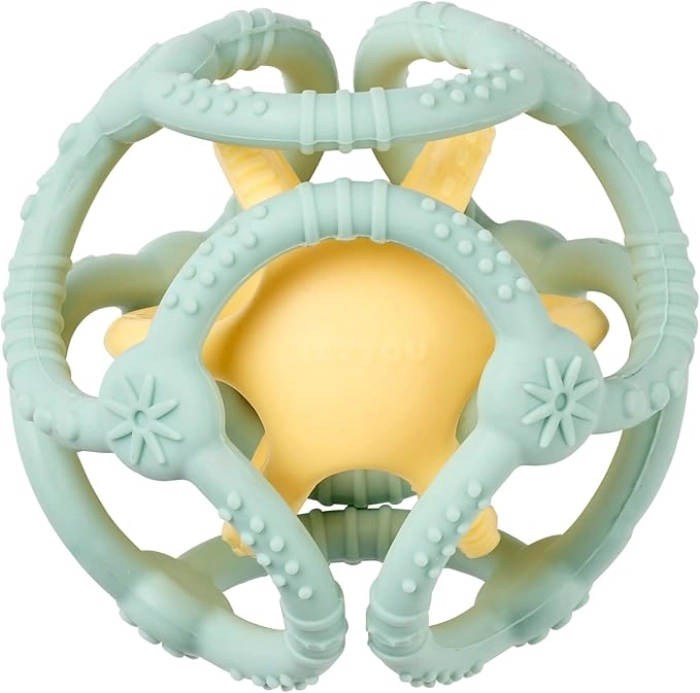 set 2 palline in silicone verde acqua - giallo