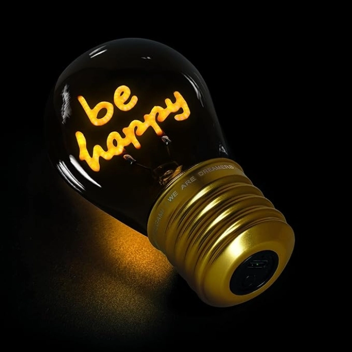 bulb fiction - lampada da tavolo lampadina - be happy: 4