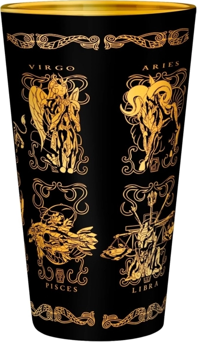 saint seiya - bicchiere di vetro 400ml - armature d'oro