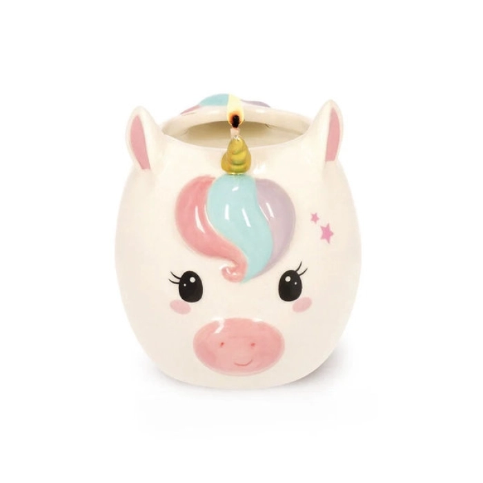 candela profumata con portaoggetti - unicorno