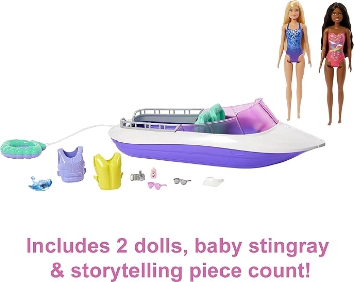 barbie mermaid power - barca con 2 bambole