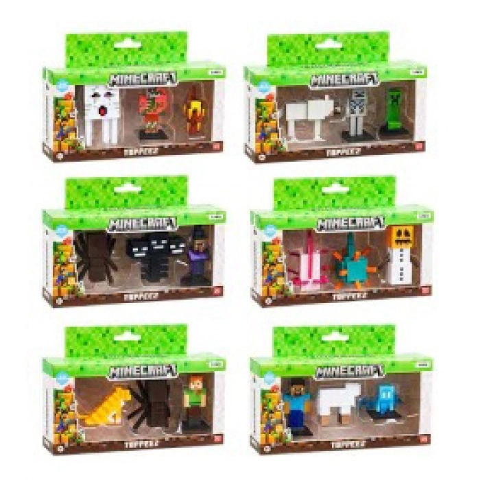 minecraft - 3d pack 3 personaggi toppeez - un blister assortito