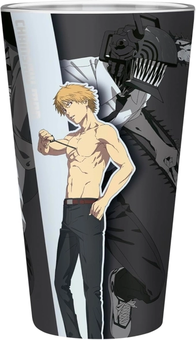 chainsaw man - bicchiere di vetro 400ml - trio