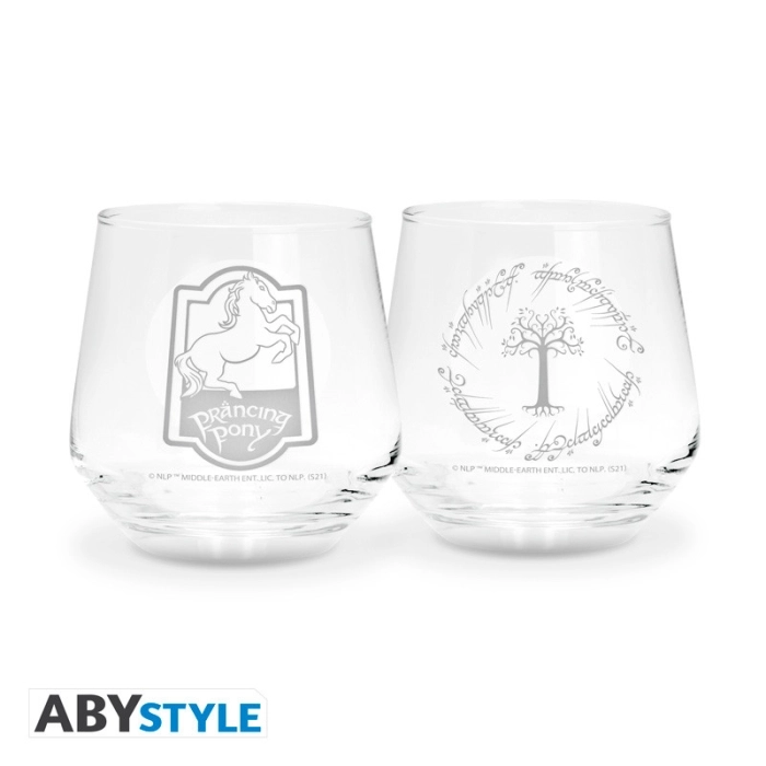 the lord of the rings - set di 2 bicchieri - prancing pony & gondor