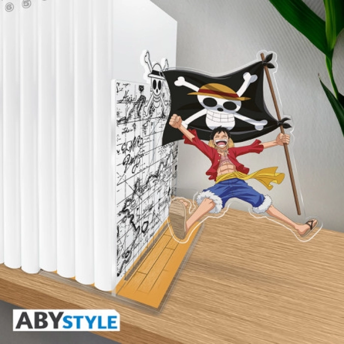 one piece - fermalibri in acrilico® - luffy con la sua bandiera: 3