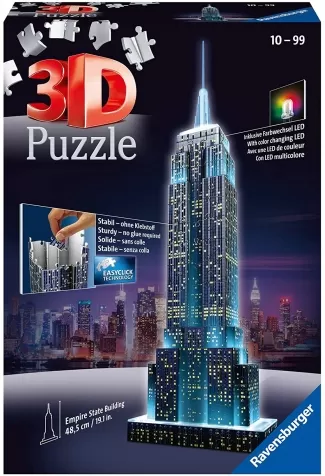 empire state building con led - puzzle 3d 216 pezzi