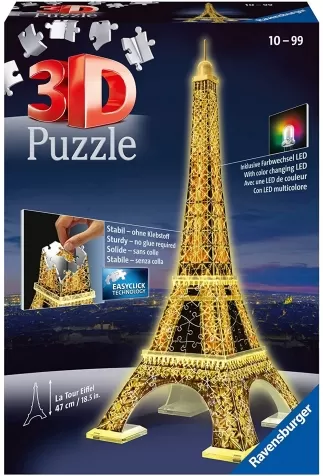 tour eiffel con led - puzzle 3d 216 pezzi