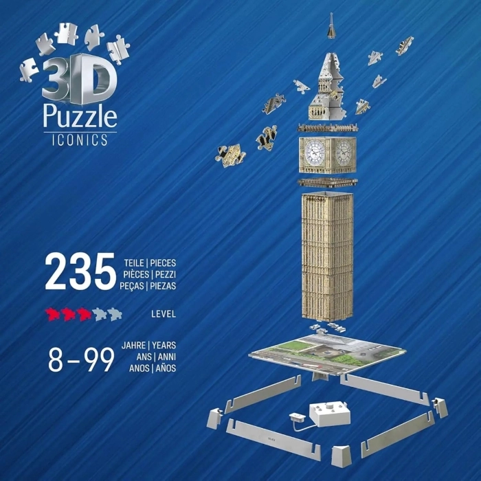 big ben con led - puzzle 3d 235 pezzi: 3