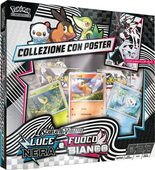 pokemon gcc - scarlatto e violetto luce nera e fuoco bianco - collezione con poster (ita)