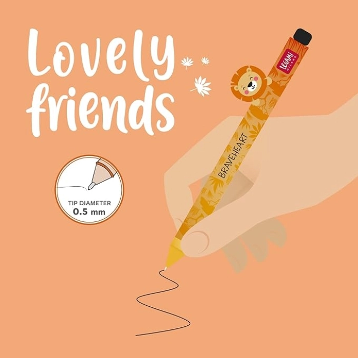 gel pen with animal decoration - lovely friends - lion