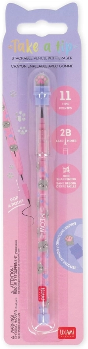 stackable pencil with eraser - take a tip - kitty