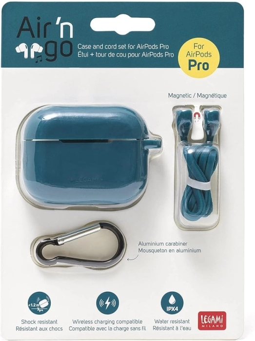air n go - set custodia e cordino per airpods pro - blu