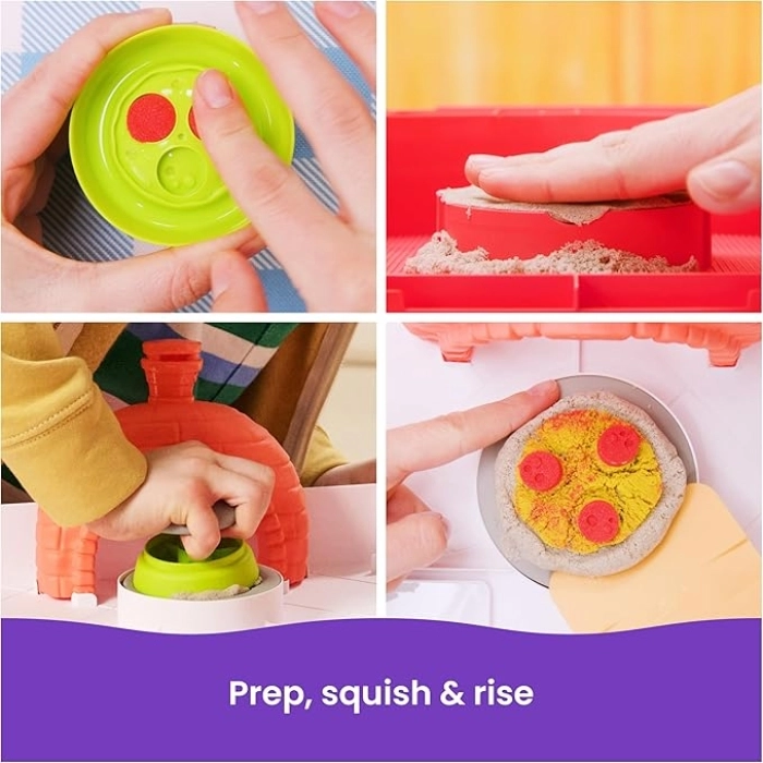 kinetic sand - playset squish pizza - sabbia 450g: 3