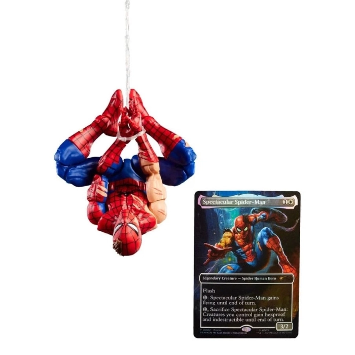 marvel legends series x magic: the gathering - battle damaged spider-man 15cm + 1 magic foil card: 8