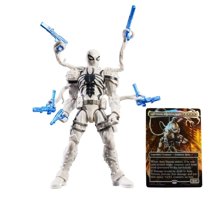 marvel legends series x magic: the gathering - agente anti-venom 15cm + 1 magic foil card: 2