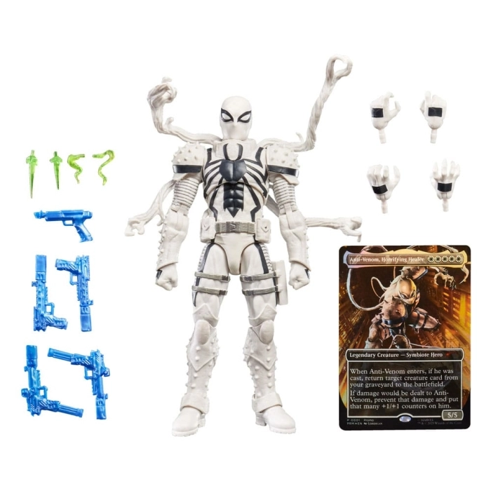 marvel legends series x magic: the gathering - agente anti-venom 15cm + 1 magic foil card: 7
