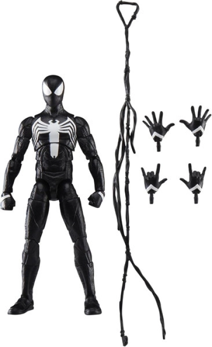 marvel legends series - gamerverse - spider-man 2 - peter parker in tuta nera - action figure 15cm: 2