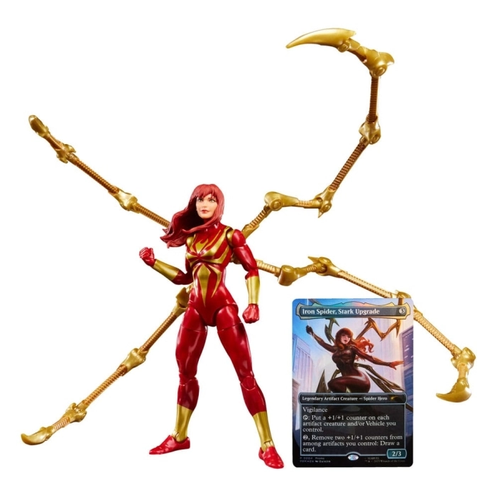 marvel legends series x magic: the gathering - mary jane, iron spider 15cm + 1 magic foil card: 2