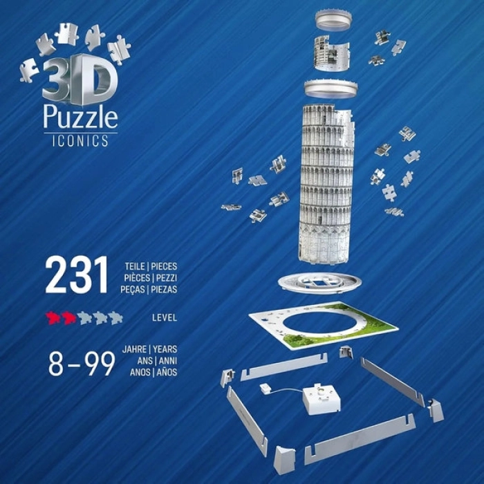 torre di pisa - puzzle 3d con led: 3