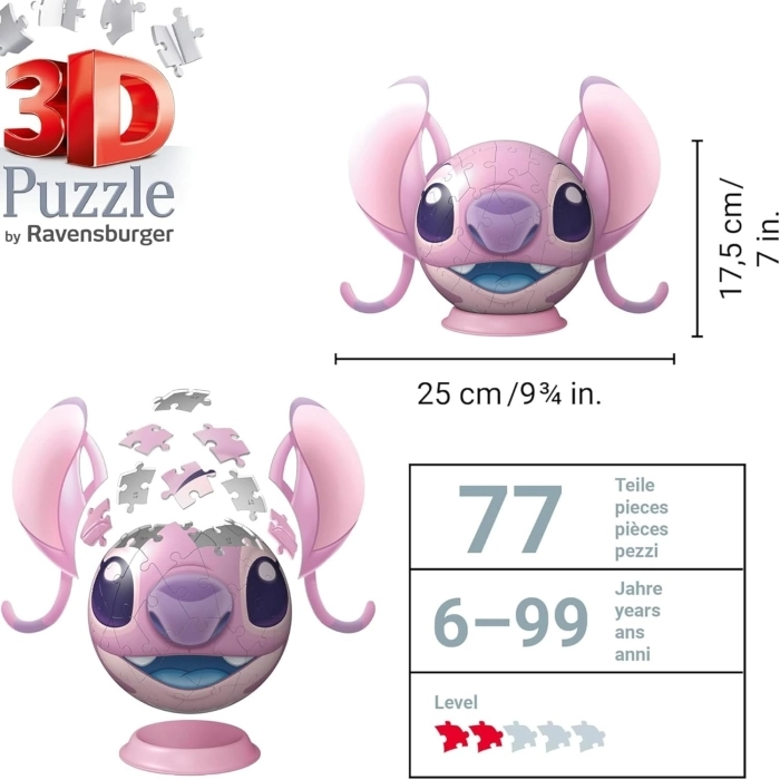 lilo e stitch - angel con orecchie - puzzle 3d