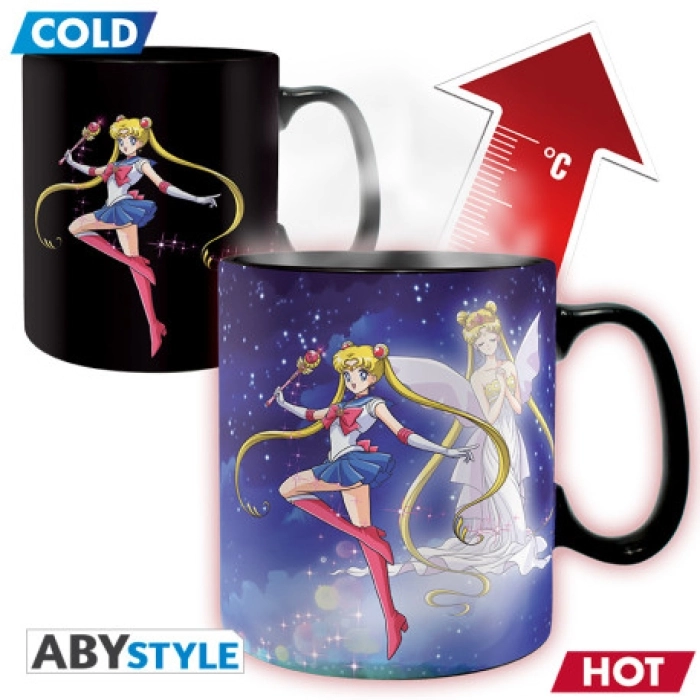 sailor moon - tazza termosensibile 460ml - sailor & chibi