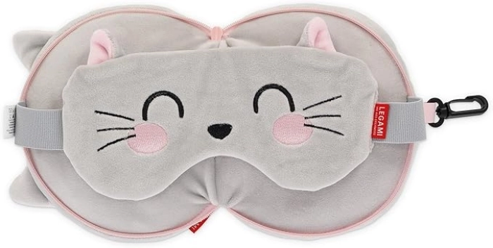 cuscino da viaggio con mascherina da notte - kitty
