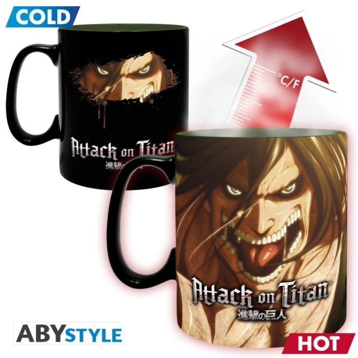 attack on titan - tazza termosensibile 460ml - titan s3