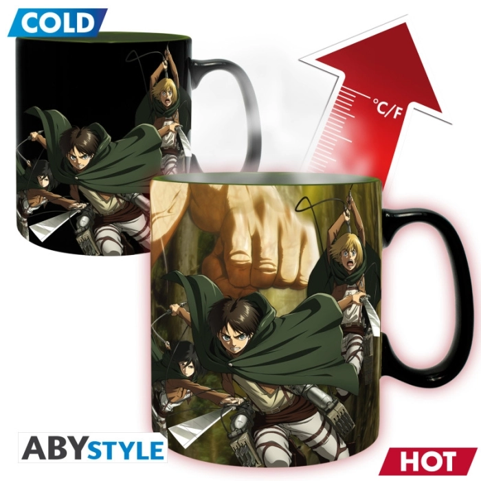 attack on titan - tazza termosensibile 460ml - titan s3