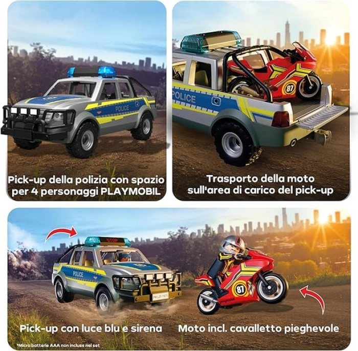 inseguimento con pick-up della polizia