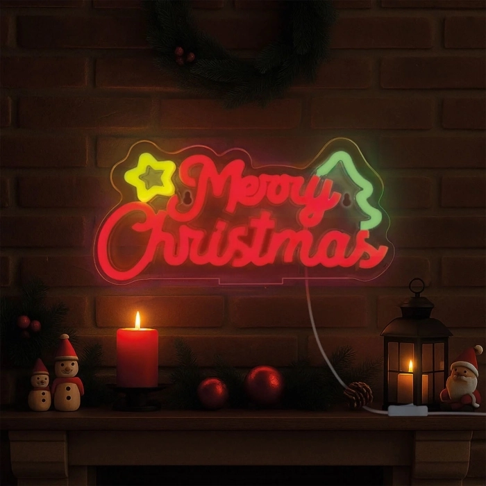 lampada led effetto neon - merry xmas - it's a sign