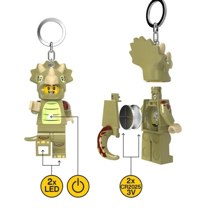 triceratopo - portachiavi con torcia led