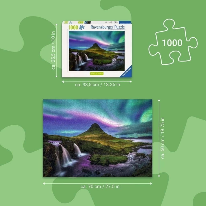 aurora over kirkjufell - puzzle 1000 pezzi