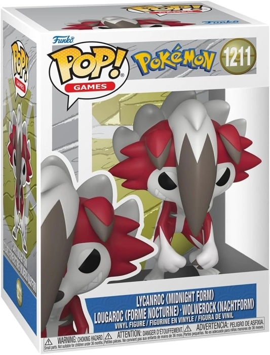 pokemon: lycanroc (midnight) 9 cm - funko pop! 1211
