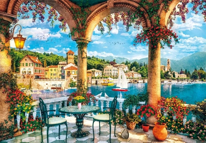 balcony view of lake como - puzzle 1000 pezzi