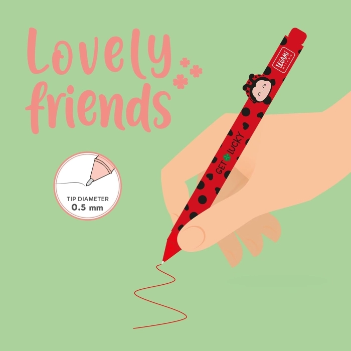 penna gel - lovely friends - ladybug