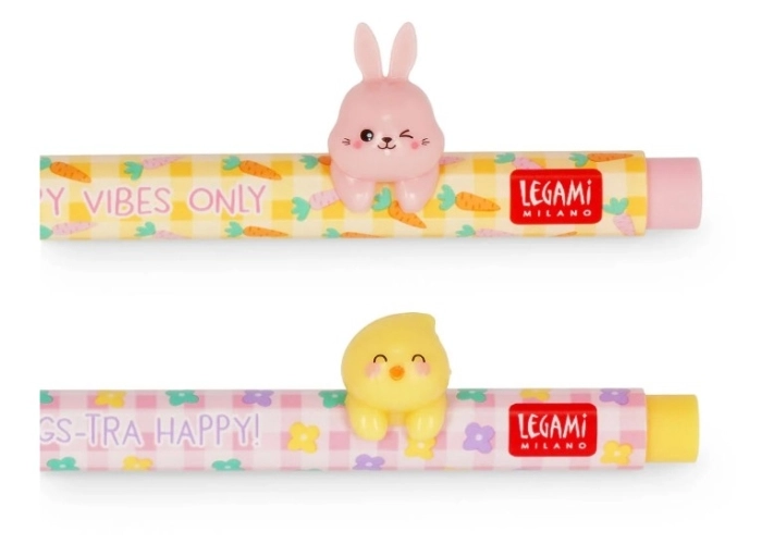 set di 2 penne gel - lovely friends - hoppy easter