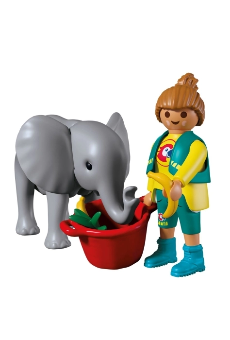 zoo: cucciolo di elefante con custode