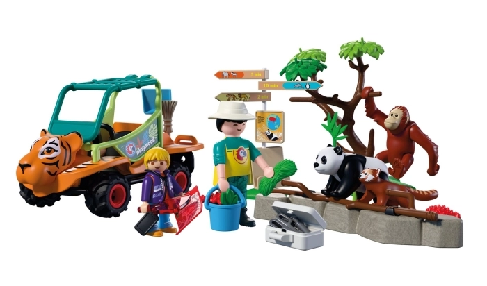 zoo: guardiano di zoo con veicolo