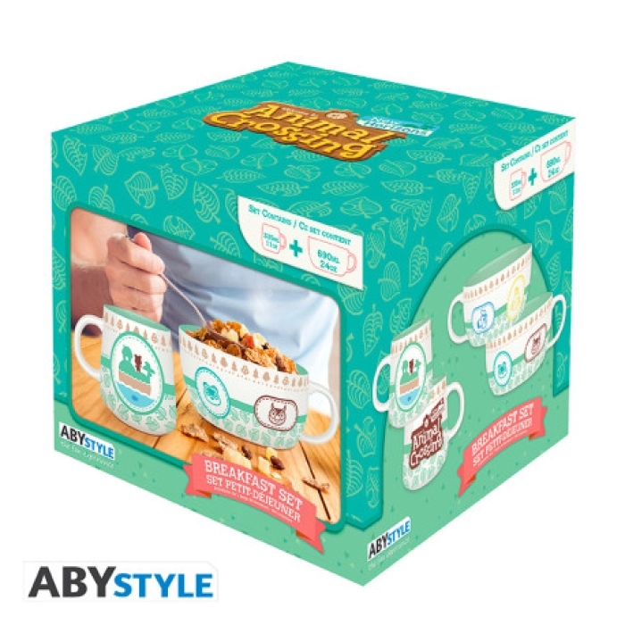 animal crossing  - breakfast set mug + bowl