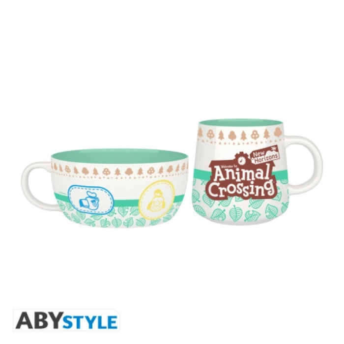 animal crossing  - breakfast set mug + bowl