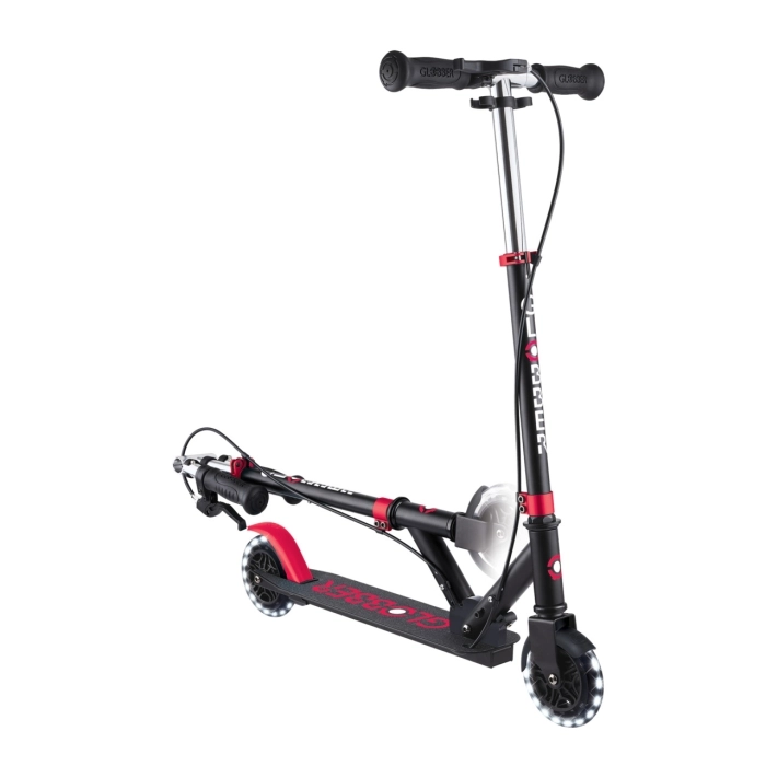 globber - flow foldable junior light - monopattino pieghevole con luci - black pink