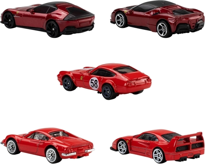 hot wheels - confezione 5 veicoli ferrari