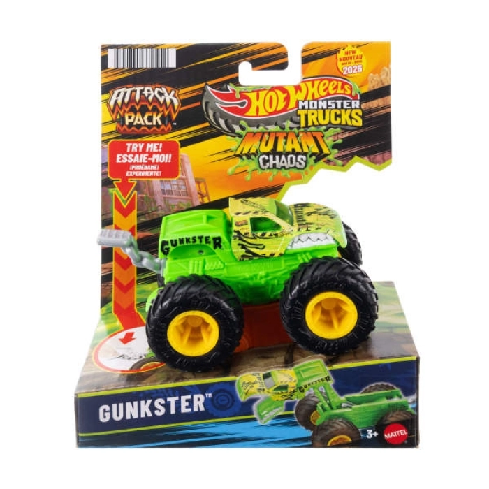 hot wheels - monster truck mutant chaos - attack pack - modello assortito