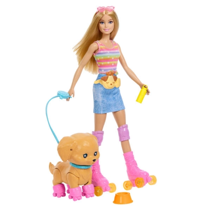 barbie - barbie bionda con cucciolo sui pattini