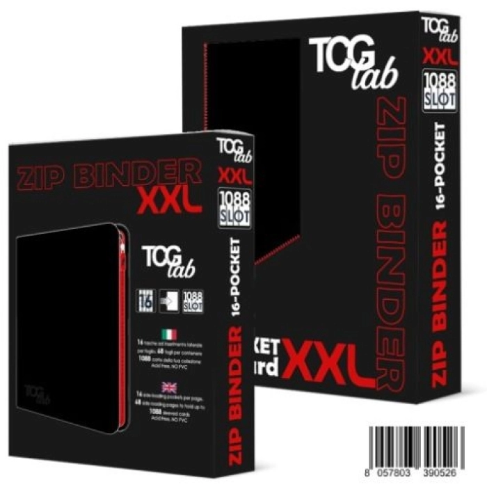 zip binder xxl - 16 tasche - 1088 carte - nero con zip rossa