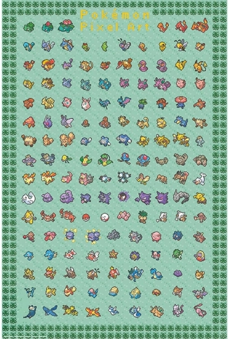 pokemon - poster maxi 91.5x61 - pixel art