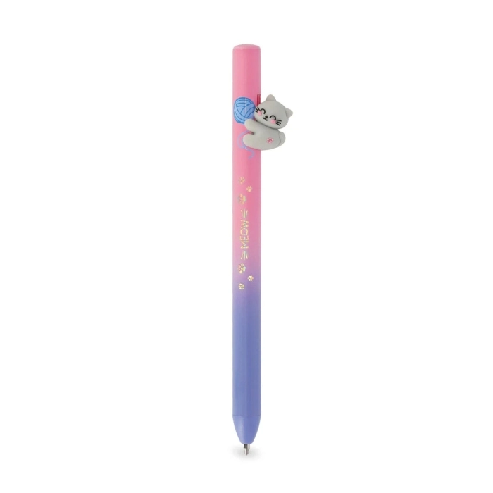 penna a sfera a scatto kitty "be curious" - free hugs - blue ink