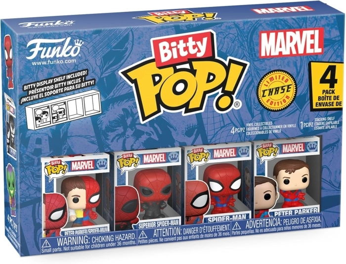 marvel: spider-man parker split 4 pack 3cm  - funko pop bitty