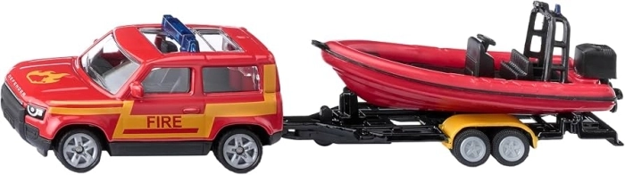 land rover defender vigili + barca di salvataggio