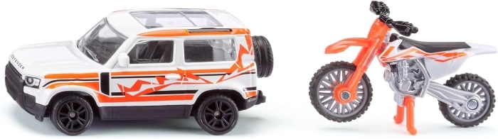 land rover defender con  ktm motorbike